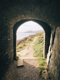 Empty corridor along walls