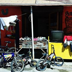 Bicycles parked in alley
