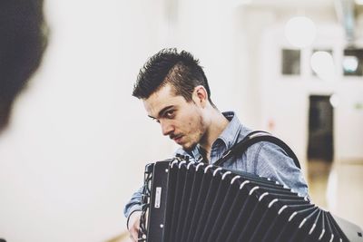 Young man looking away