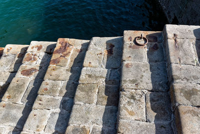 High angle view of pier on sea