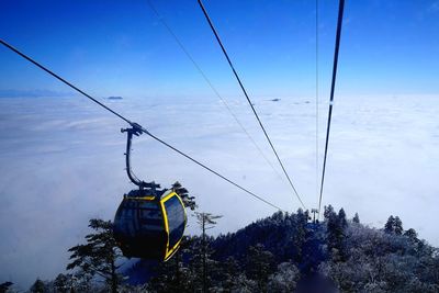 Overhead cable car against sky