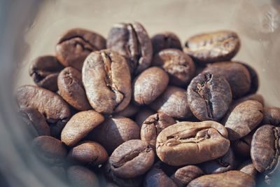 Close-up of roasted coffee beans