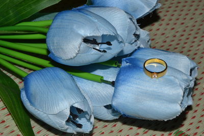High angle view of stuffed toy on table