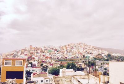 High angle view of townscape against sky