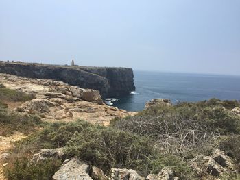 Scenic view of sea against clear sky