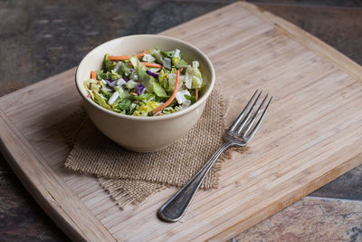 High angle view of food on table