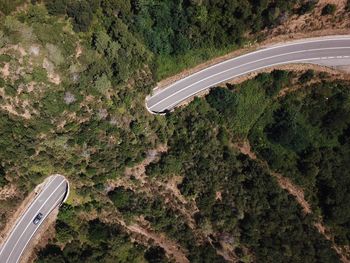 Aerial view of roads and field