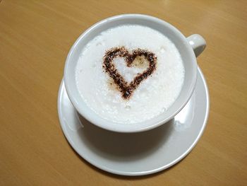 High angle view of heart shape on table