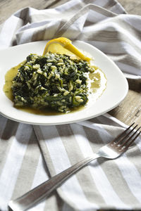 Greek spinach and rice, traditional dish,known as spanakorizo