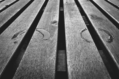 Close-up of wet wooden table