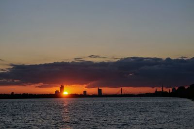 View of city at sunset