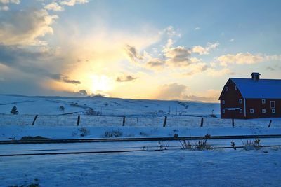 Scenic view of snow covered landscape