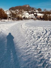 View of snow covered land