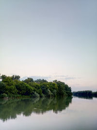 Scenic view of lake against clear sky