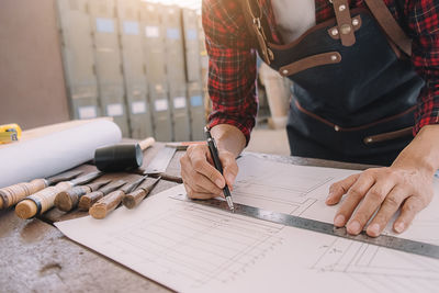 Man working on table