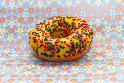 Close-up of multi colored candies on table