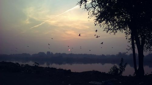 Scenic view of landscape against sky during sunset