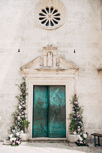 Closed door of building