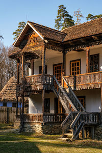 Typical romanian village with old peasant wooden houses