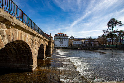 Bridge over river against sky