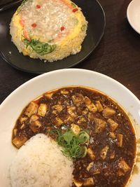 Close-up of meal served on table