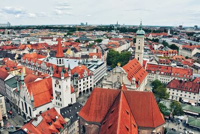 High angle view of townscape against sky