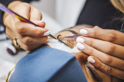 Midsection of woman working