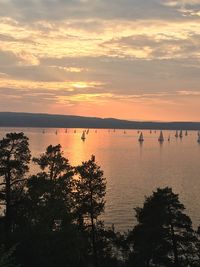 Scenic view of sea at sunset