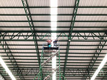 Low angle view of illuminated ceiling