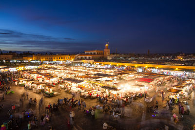 High angle view of illuminated city at night