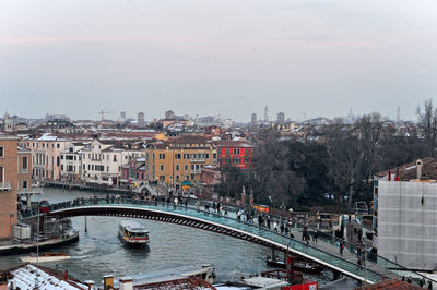 High angle view of bridge over river in city