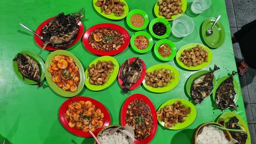 High angle view of potted plants