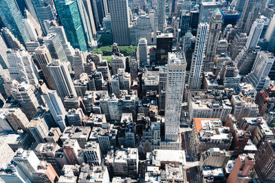 High angle view of buildings in city