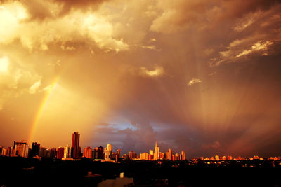 Silhouette buildings against sky during sunset