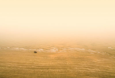 High angle view of a boat on shore