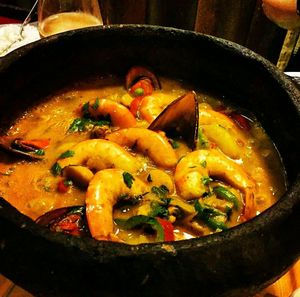 Close-up of vegetables in cooking pan