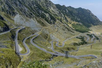 High angle view of winding road