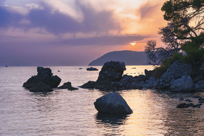 Scenic view of sea against sky during sunset