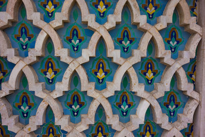 Close-up of multi colored moroccan mosaic wall, casablanca, morocco 