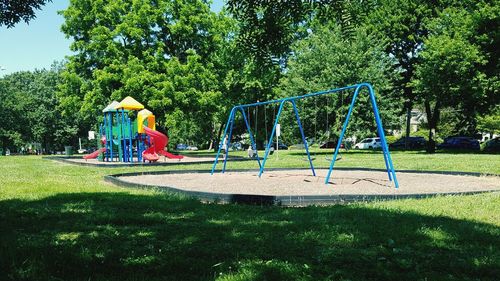 View of swing in park