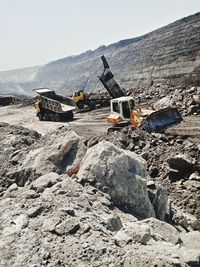 Panoramic view of construction site against sky