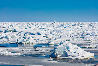 Scenic view of frozen sea against sky