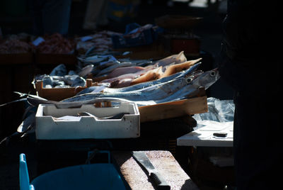 Close-up of market stall