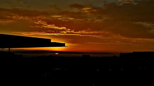 Silhouette buildings against sky during sunset