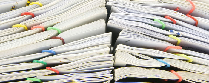 Stack of papers in office