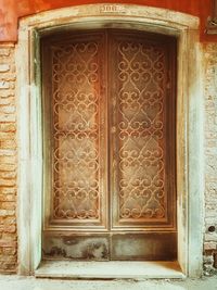 Closed door of old building