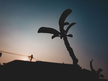 Low angle view of silhouette plant against clear sky