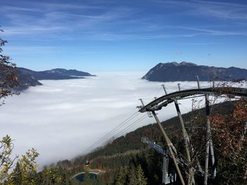 Scenic view of cloudscape and mountains against sky