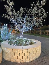 Fountain in swimming pool at night