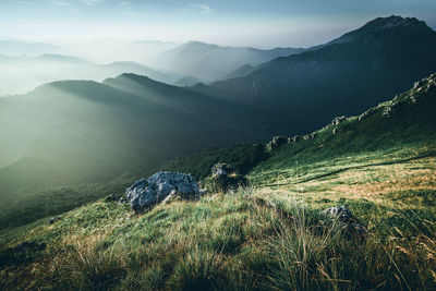 Scenic view of mountains against sky